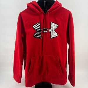 Under Armour Storm Hoodie Womens Large Red Graphic Logo Pullover